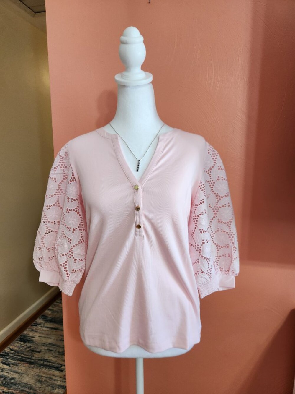 NWT Lilly Pulitzer Ronson Eyelet Knit Top Sweater - Pink